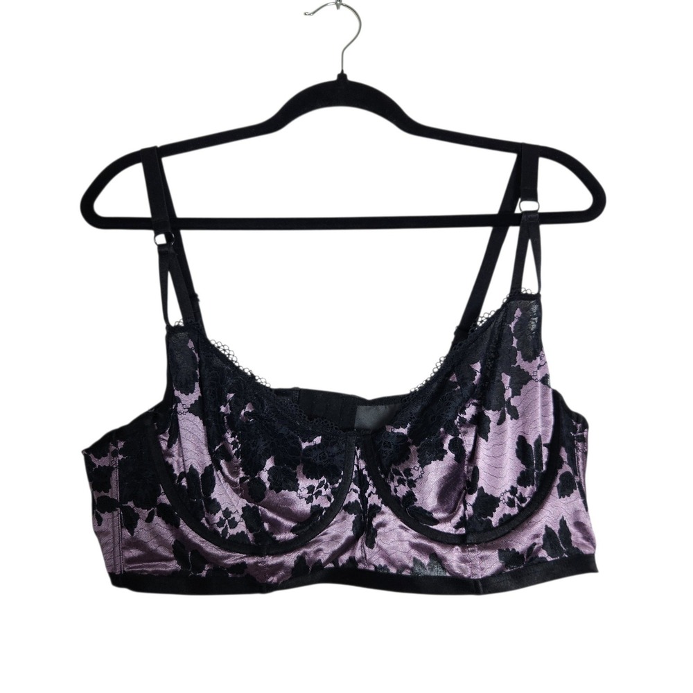Torrid Curve Purple Black Floral Lace Longline Underwire Bra Size 2